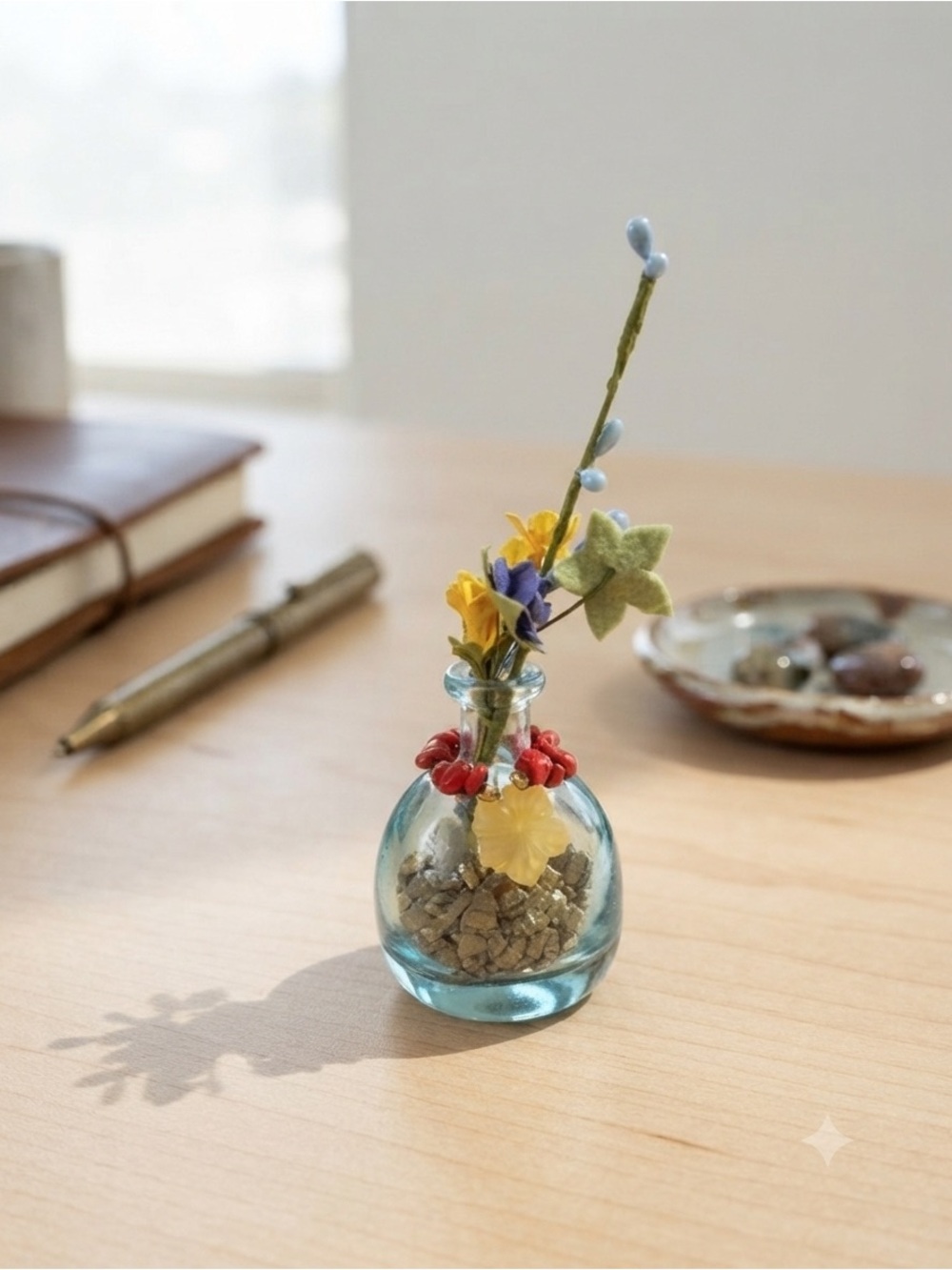 Glass Vase with Decorative Flowers